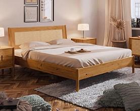 Bed with rattan POLA
