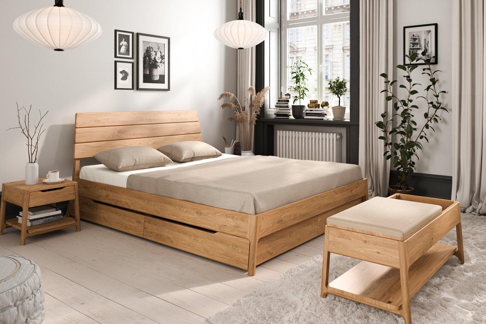 TWIG bed with wooden headboard